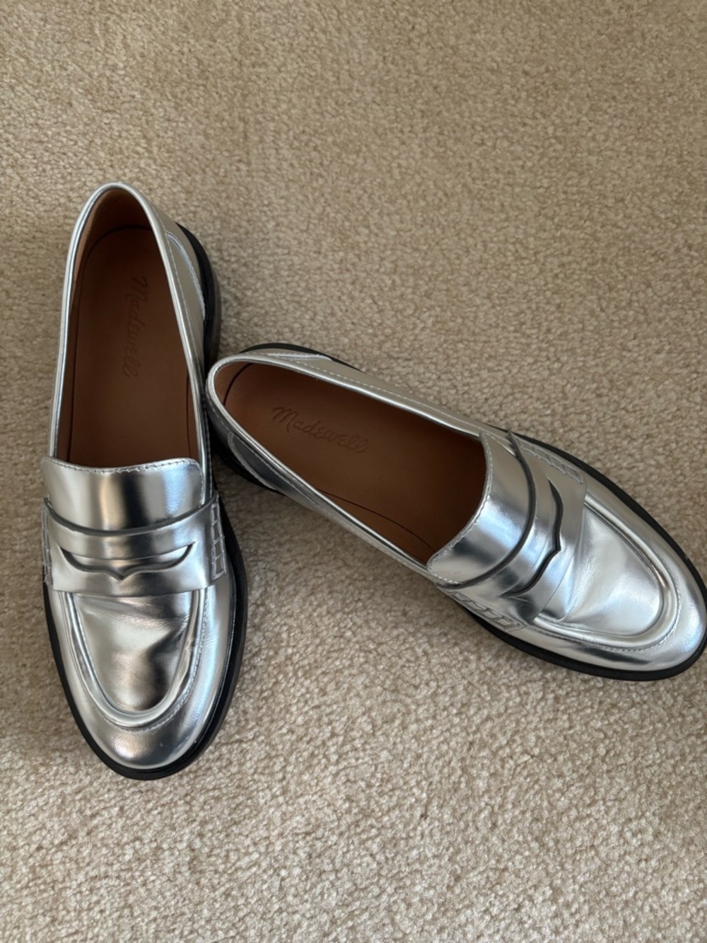 Madewell Women’s Silver Metallic Penny Loafers - Picture 2 of 4